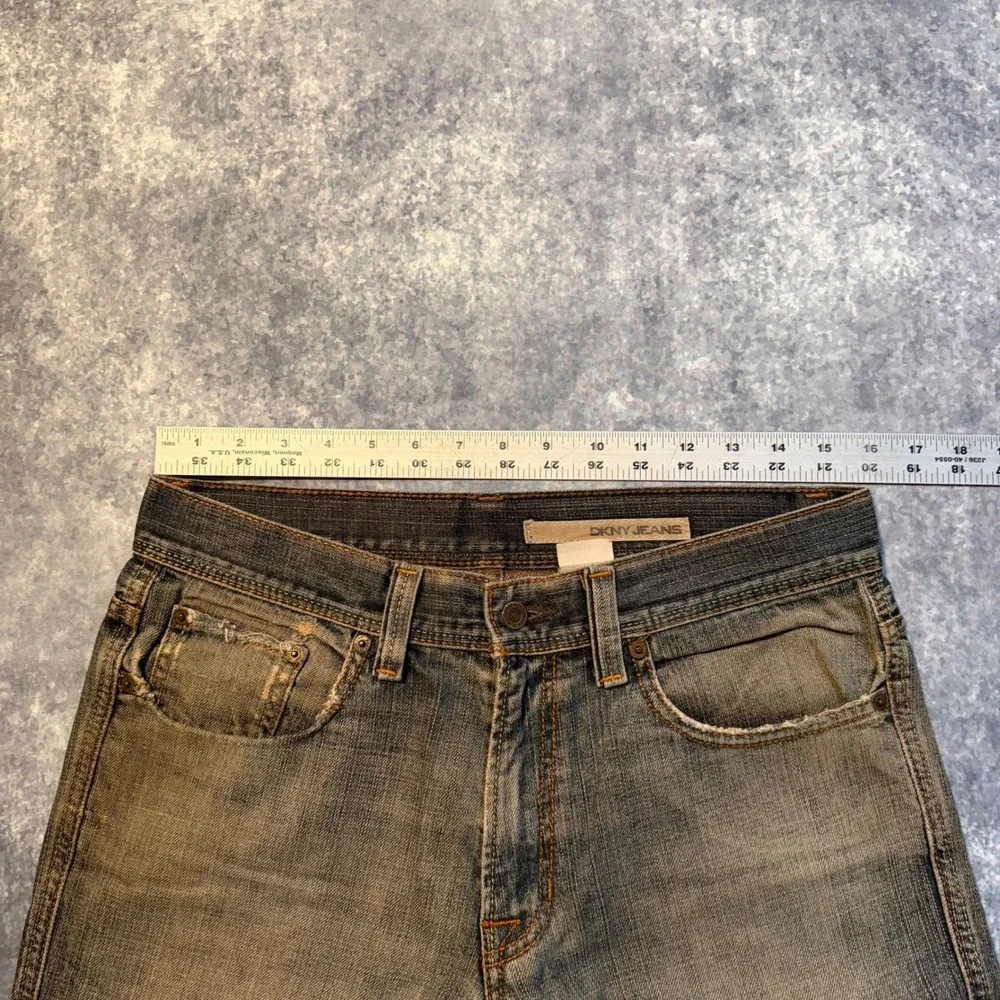 DKNY Mens Distressed Denim Shorts‎ Gray Long Length Size 31 Y2K Streetwear Baggy